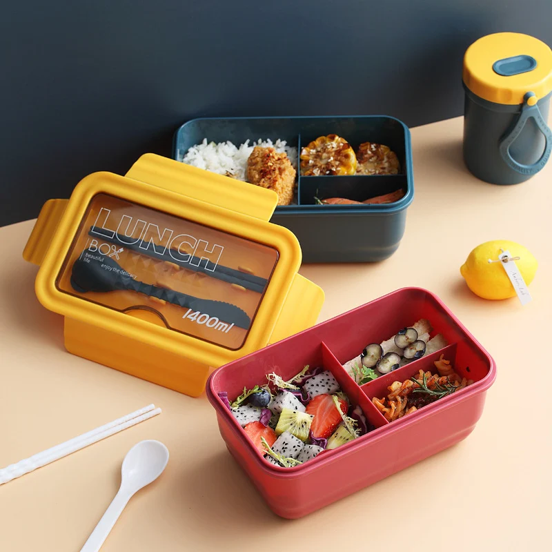 Multi-Compartment Lunch Aufbewahrungsbehälter mit Besteck