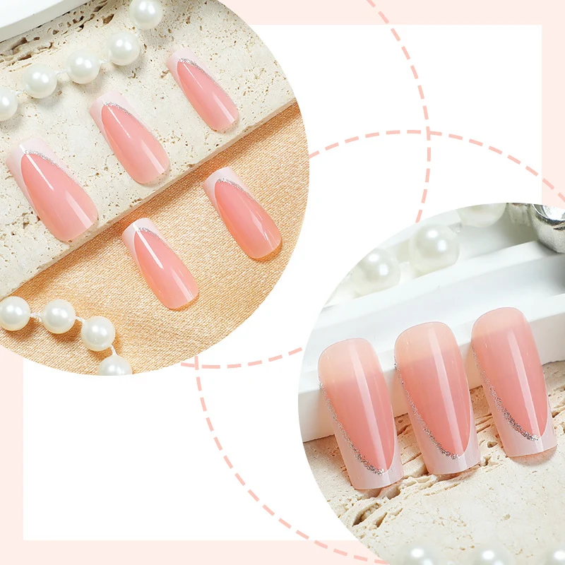 Kunstnagelset mit elegantem Design und Glitzer-Akzenten Karnz