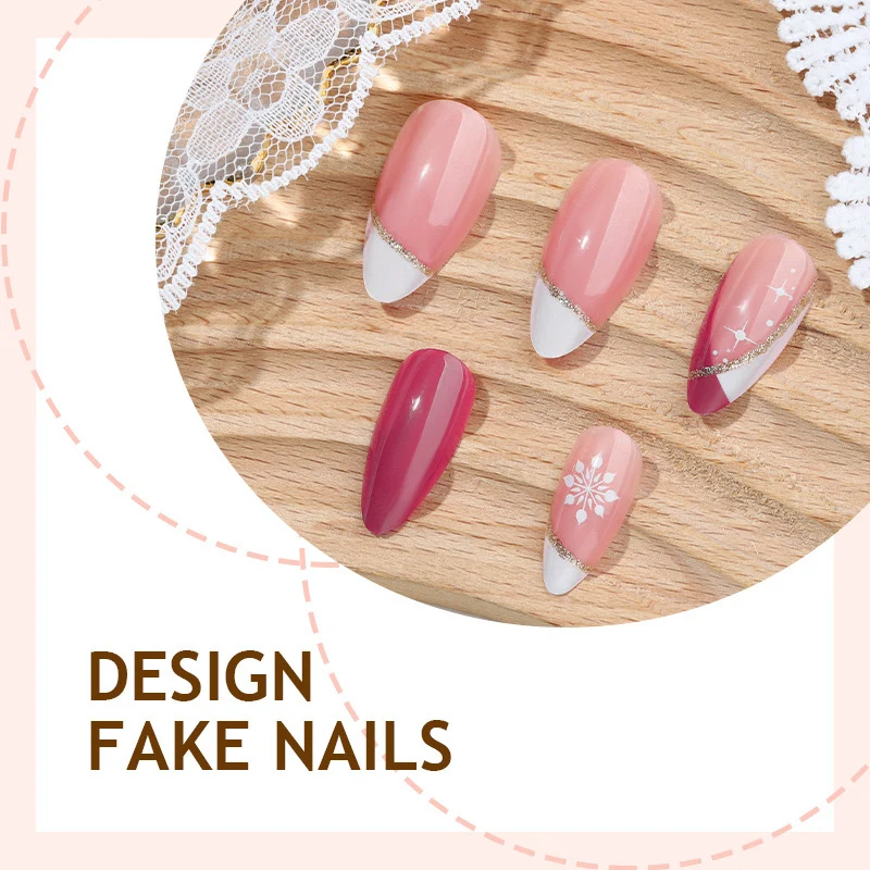 Kunstnagelset mit dekorativen Blütenmotiven und elegantem Ombre-Effekt Karnz