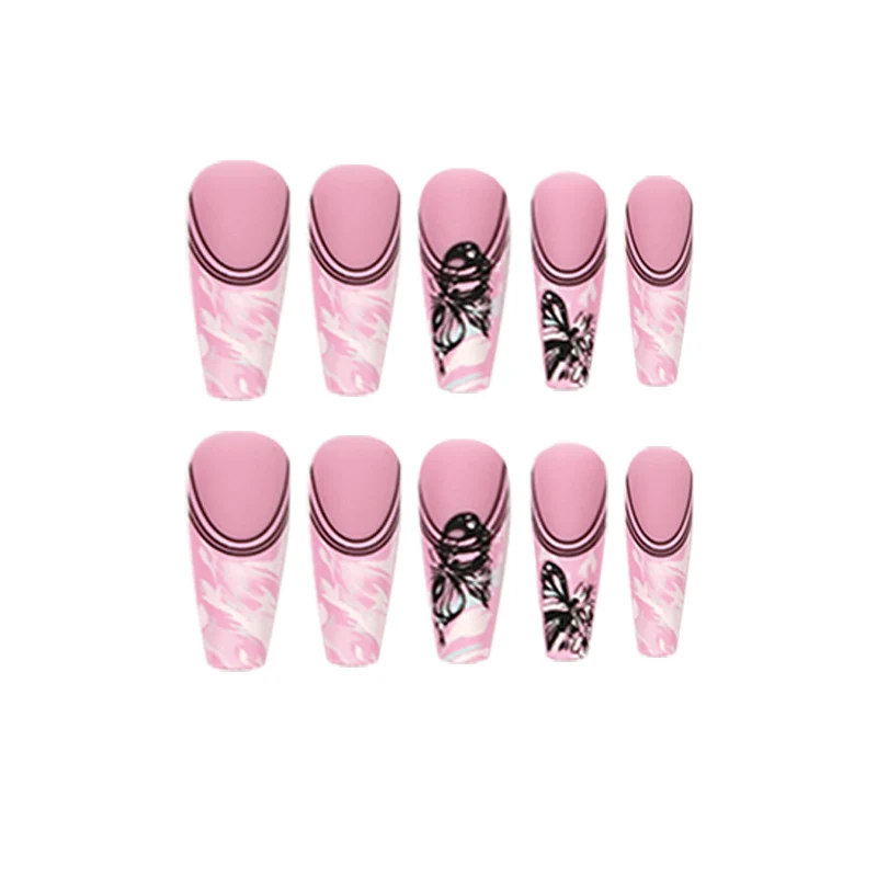 Künstliche Nagelkunst mit filigranen Schmetterlingsmotiven Karnz