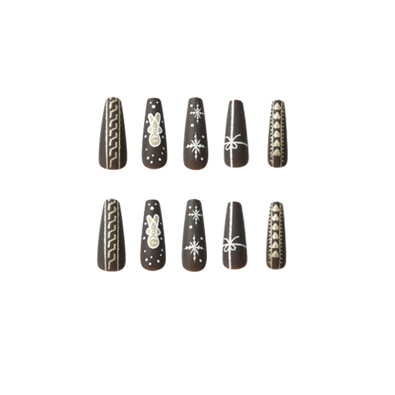 Künstliche Nagelkunst mit festlichem Lebkuchen-Design Karnz