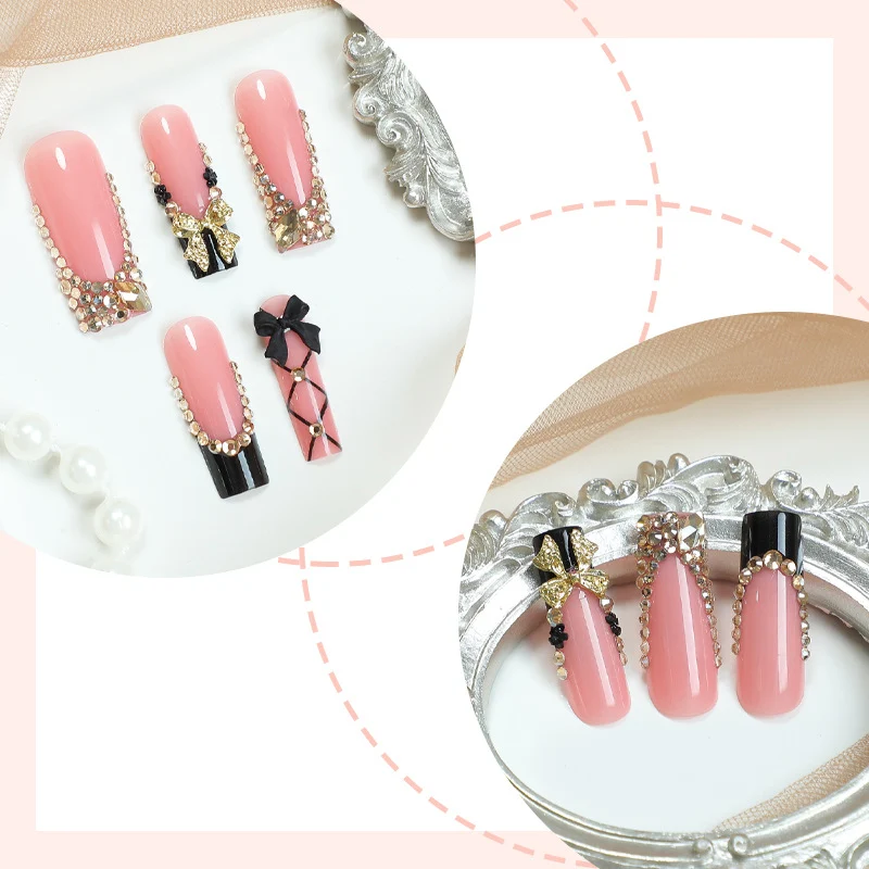 Kunstnagel-Set mit glamourösen Verzierungen und eleganten Akzenten Karnz