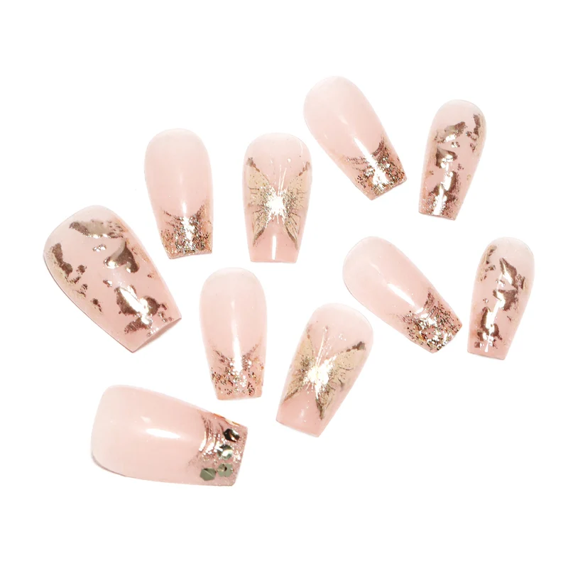 Künstliche Nagel-Nailart-Set mit Glitzer- und Blumenverzierungen Karnz