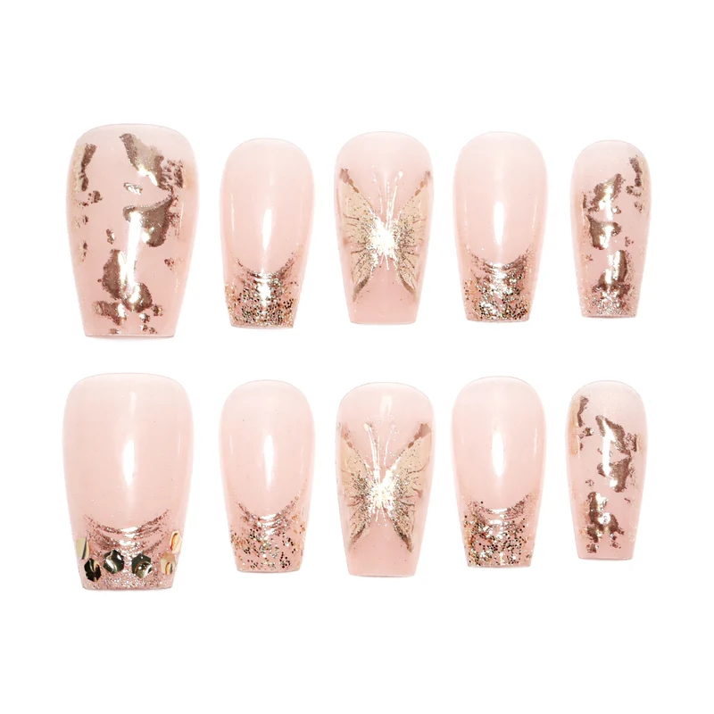 Künstliche Nagel-Nailart-Set mit Glitzer- und Blumenverzierungen Karnz