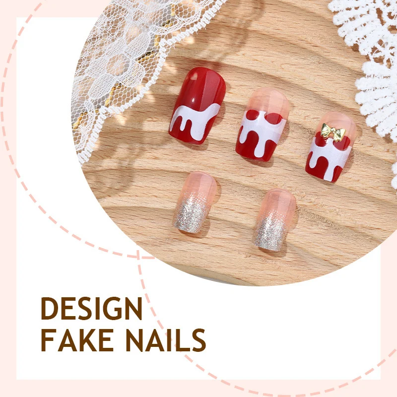 Kreatives Kunstnagelset mit verspieltem Zuckerguss-Design Karnz