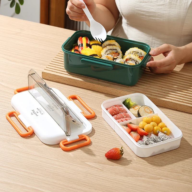 Mehrfach-Compartments Lunch Box mit integriertem Besteckset