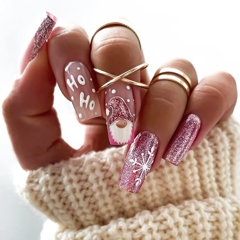 Kreatives Kunstnagelset mit festlichen Glitzer- und Weihnachtsmotiven Karnz