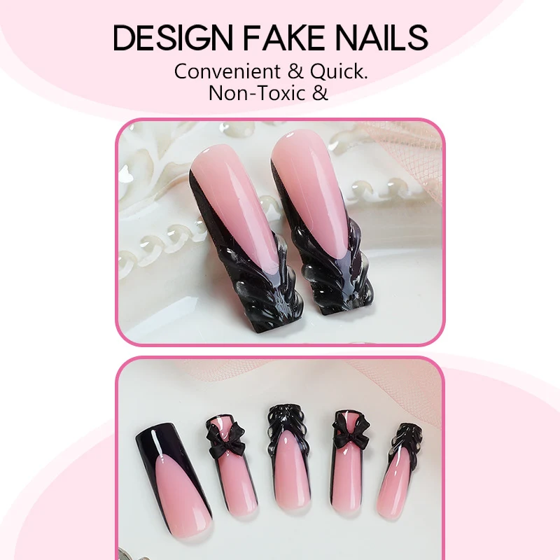 Kreatives Kunstnagelset mit eleganten Schleifen- und Ombre-Effekten Karnz