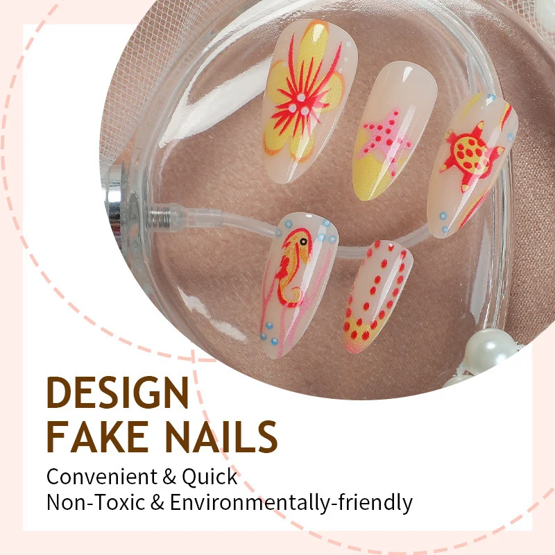 Kreatives Kunstnagelset mit buntem Blumen-Design Karnz
