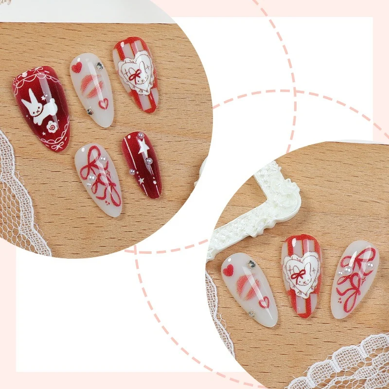 Kreatives Kunstnagel-Set mit romantischen Herz- und Tiermotiven Karnz