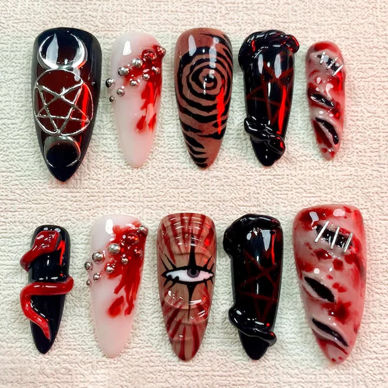 Kreatives Halloween Kunstnagelset mit Gruselmotiven Karnz