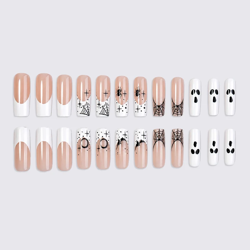 Halloween Kunstnagelset mit kreativen Spinnen- und Geisterdesigns Karnz