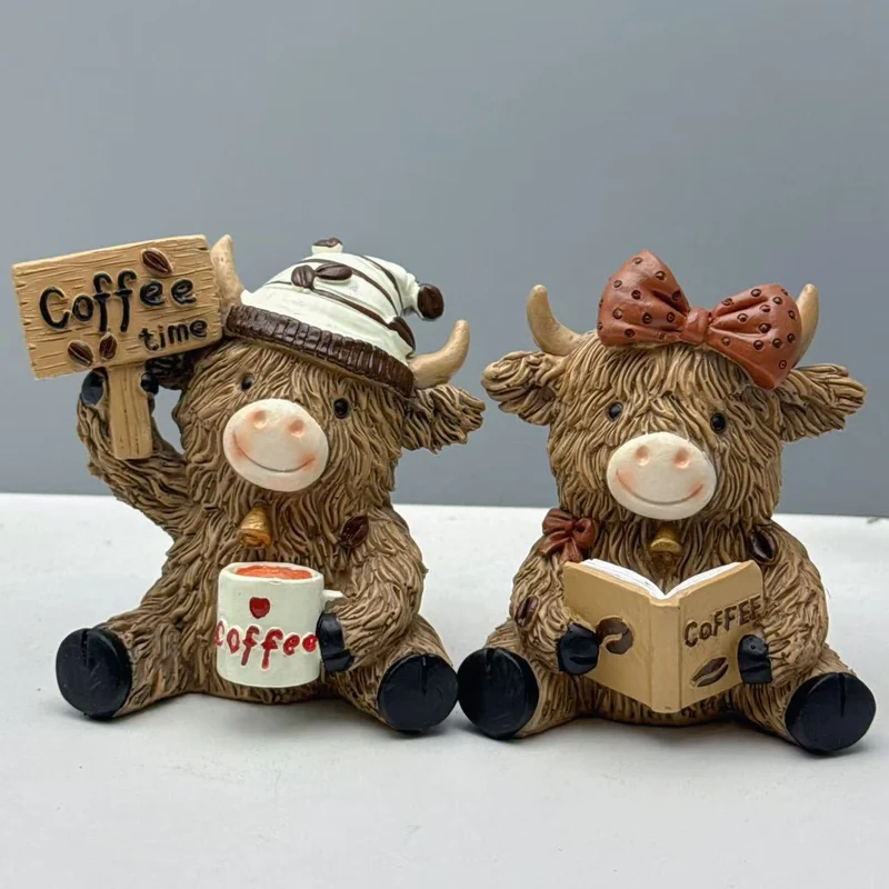 Dekorative Highland-Rind Kaffeefigur Karnz