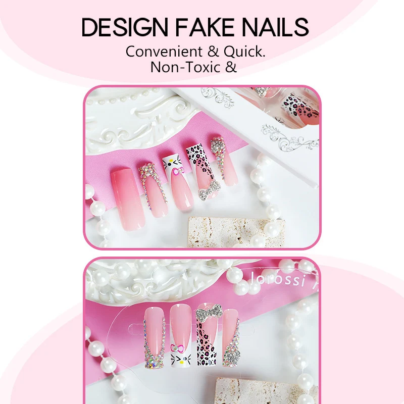 Glamouröses Kunstnagelset mit funkelnden Strassverzierungen und kreativen Tiermotiven Karnz