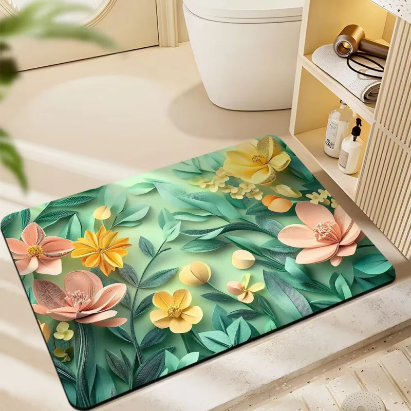 Floral-Themed Plüsch-Badematte