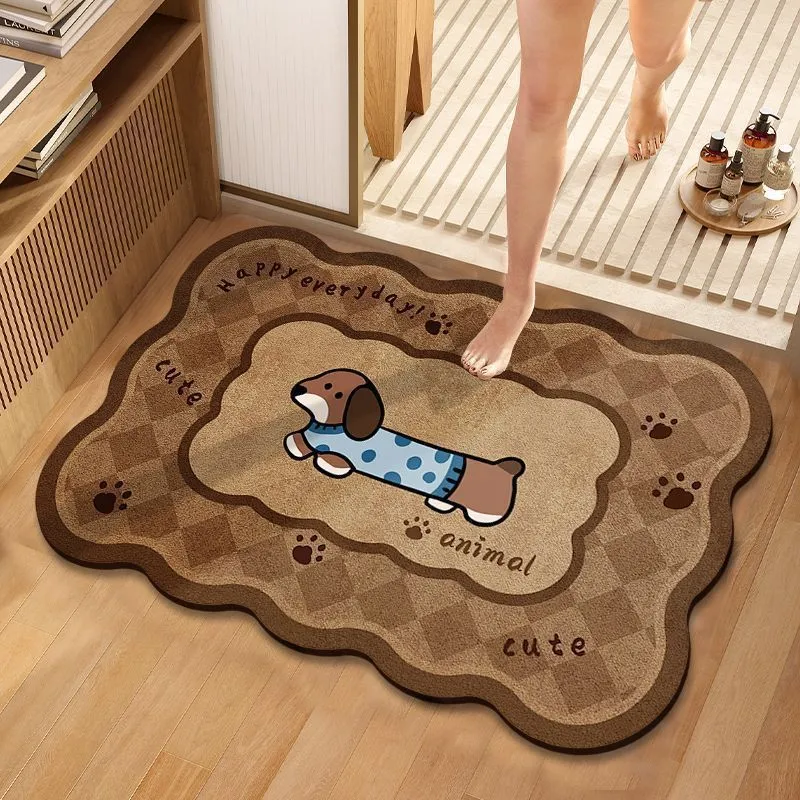 Niedlicher Cartoon-Hund-Themen Plush-Badematte