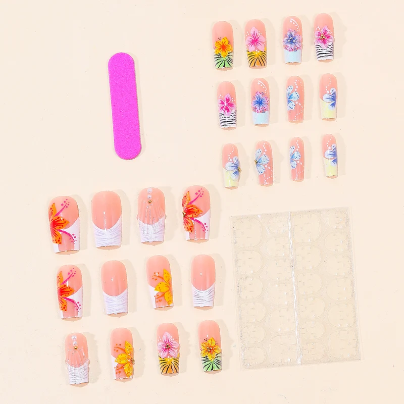 Tropische Florale Acryl Nagelkunst Erweiterungen Karnz