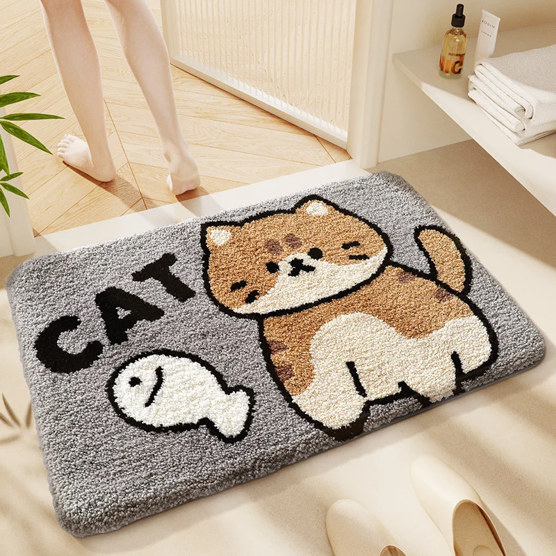 Niedlicher katzenmotivierter Badteppich