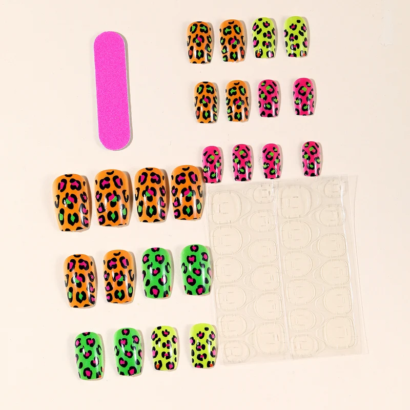 Neon Leopard Print Nagelkunst Extensions Karnz