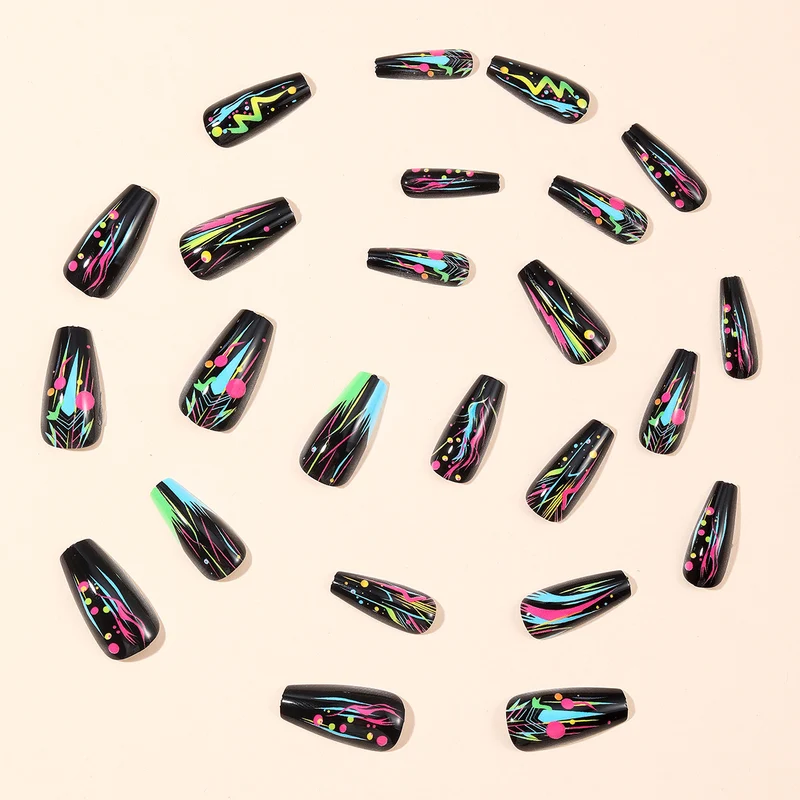 Neon Abstract Artistic Nail Art Extensions Karnz