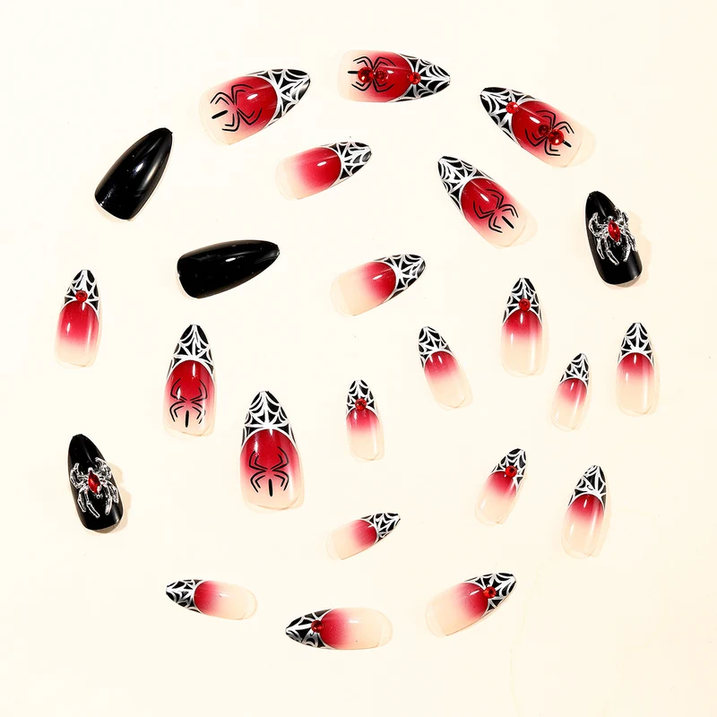 Gothic-Spinnen-Themen-Stiletto-Nagelkunstverlängerungen Karnz