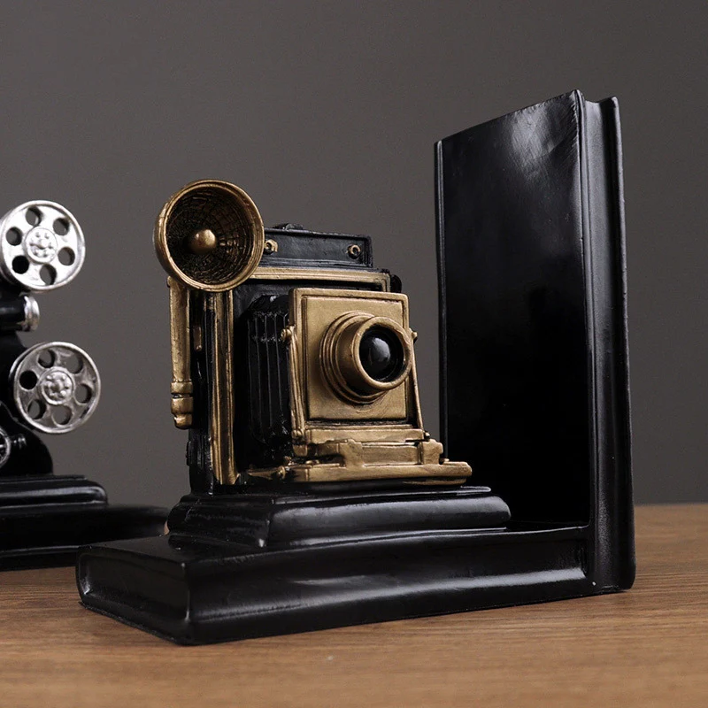 Vintage Kamera und Filmprojektor Buchstützen