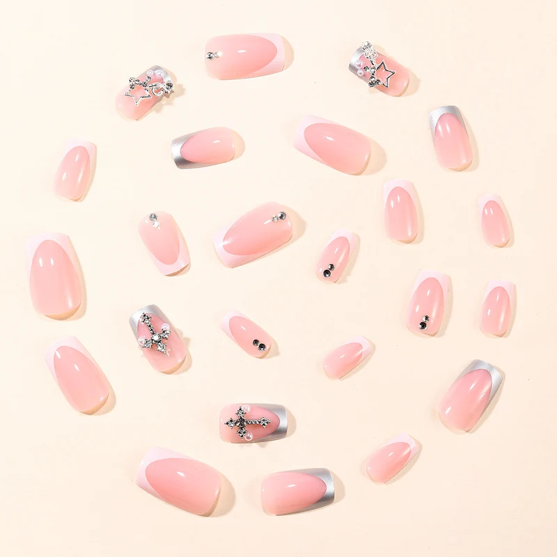 Glamouröse Strass Dekorative Stiletto Nagelerweiterungen Karnz
