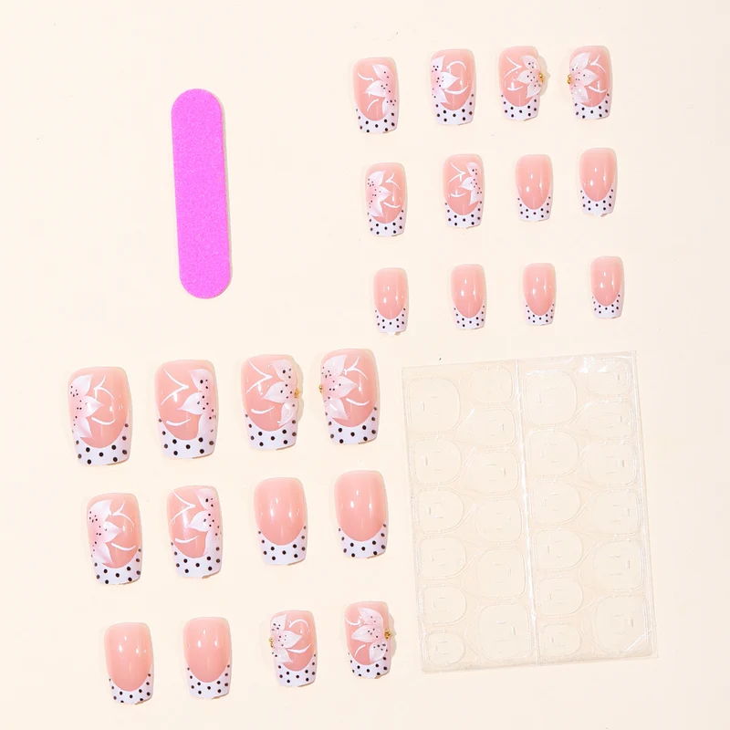 Floral Französische Spitze Acryl Nagelkunst Karnz