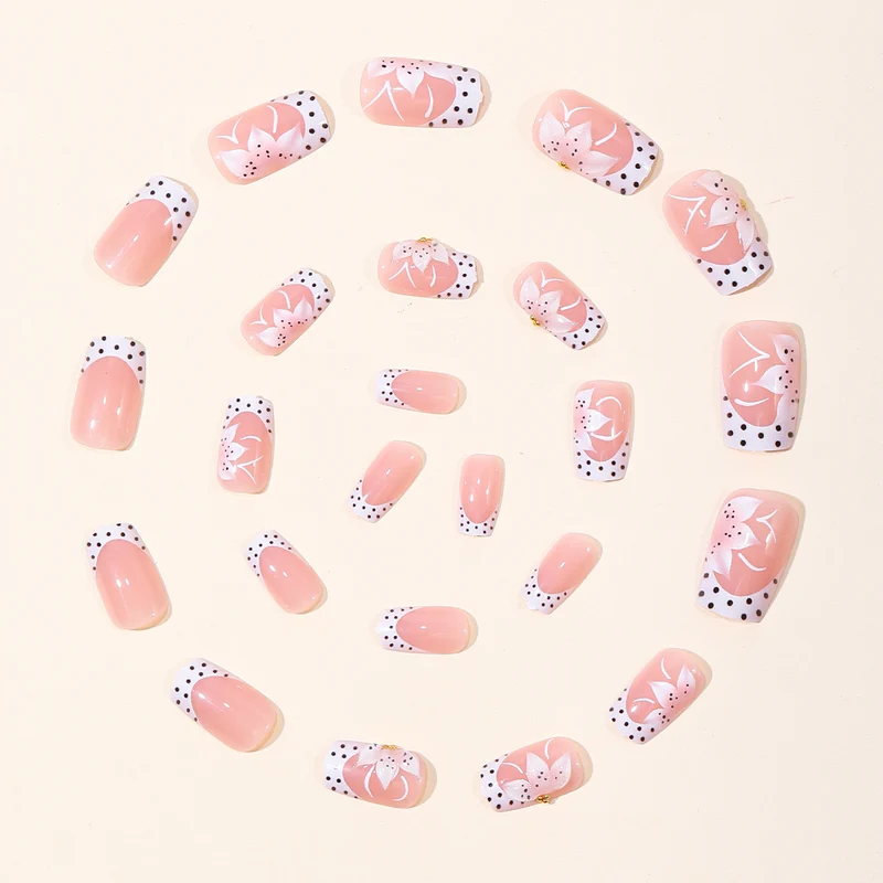 Floral Französische Spitze Acryl Nagelkunst Karnz