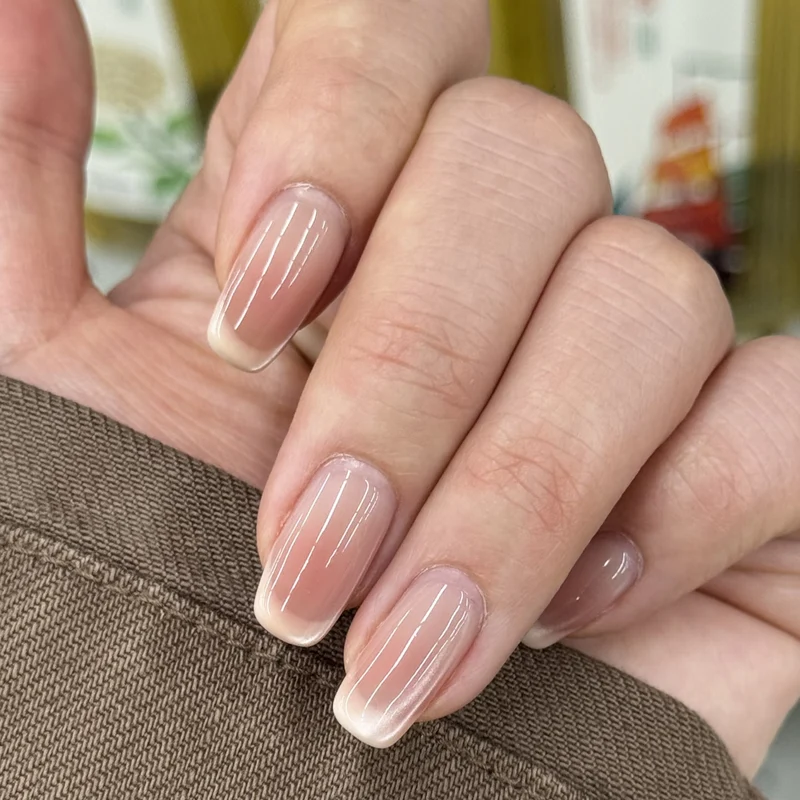 Elegante Glänzende Französische Spitze Press-On Nägel Karnz