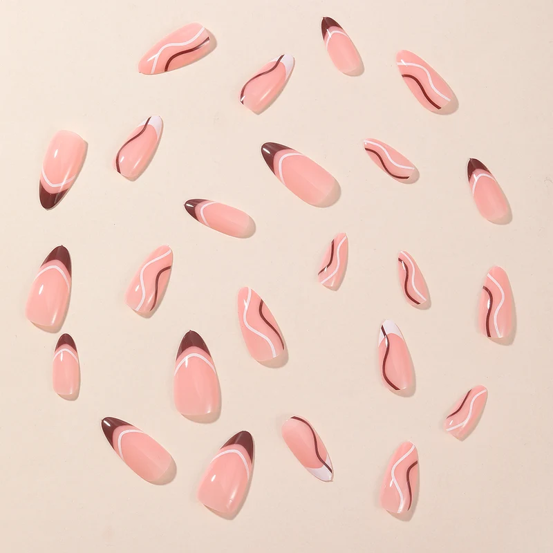 Elegante Wellen-Design Stiletto Nagelkunst Erweiterungen Karnz