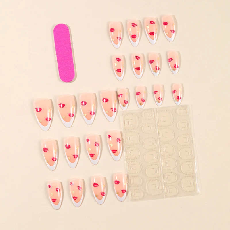 Elegante Kiss-Druck Französische Tipp Nail Art Extensions Karnz