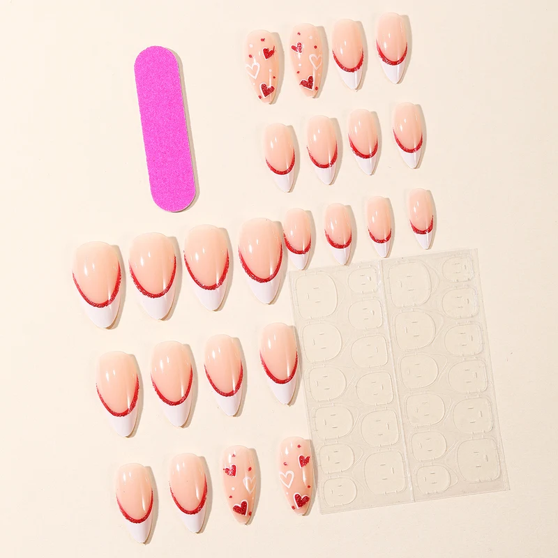 Elegante Herz-Design Stiletto Nail Art Extensions Karnz