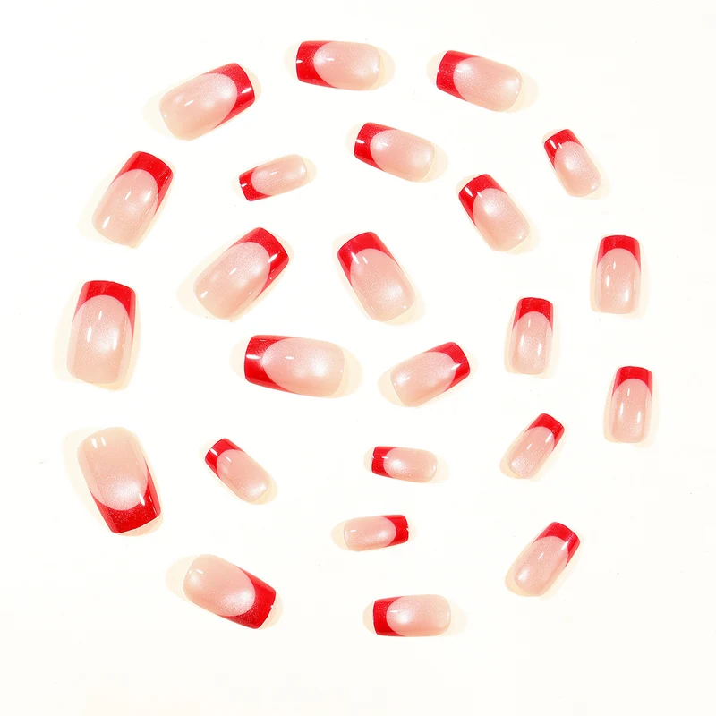 Elegante Glänzende Französische Spitzen Nagelkunst Verlängerungen Karnz