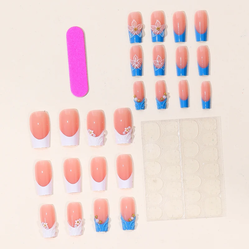 Elegantes Blumendesign Acryl-Nagel-Set Karnz