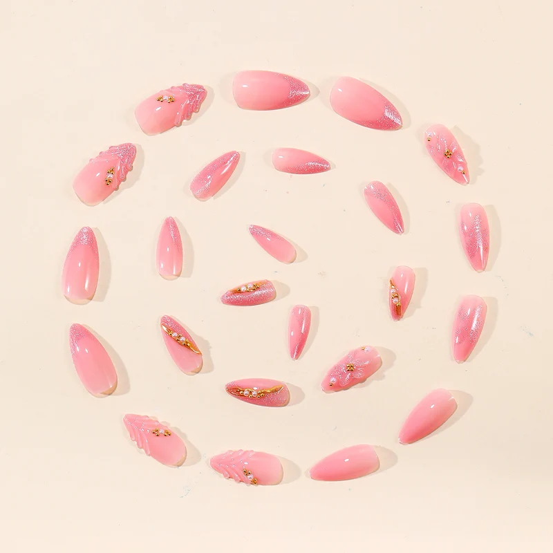 Elegante Florale 3D Acryl Nagelverlängerungen Karnz