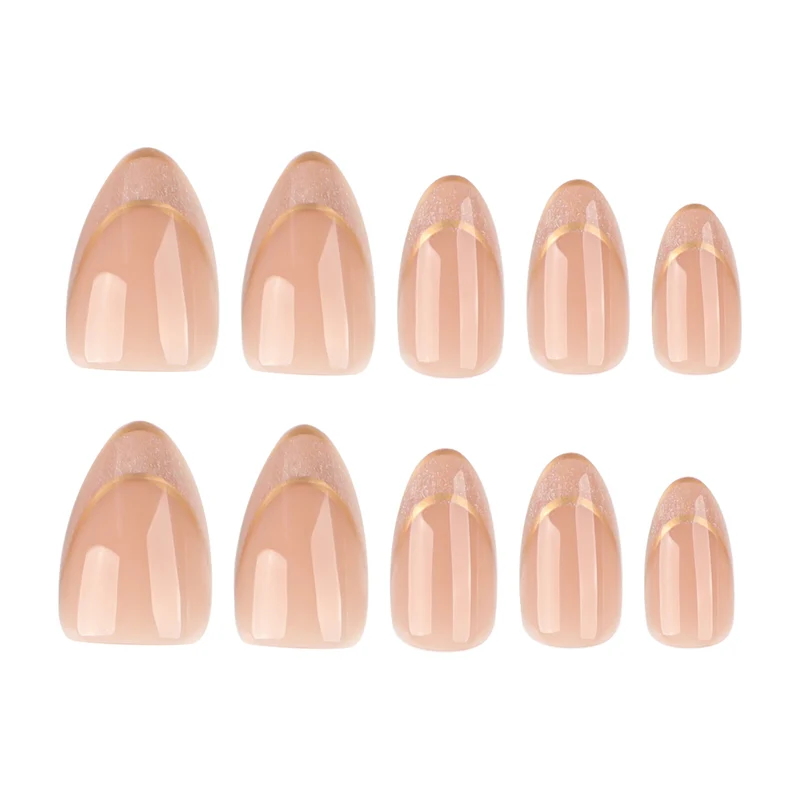 Elegante Gel-Nägel mit Glitzer- und French-Tip-Verzierung Karnz