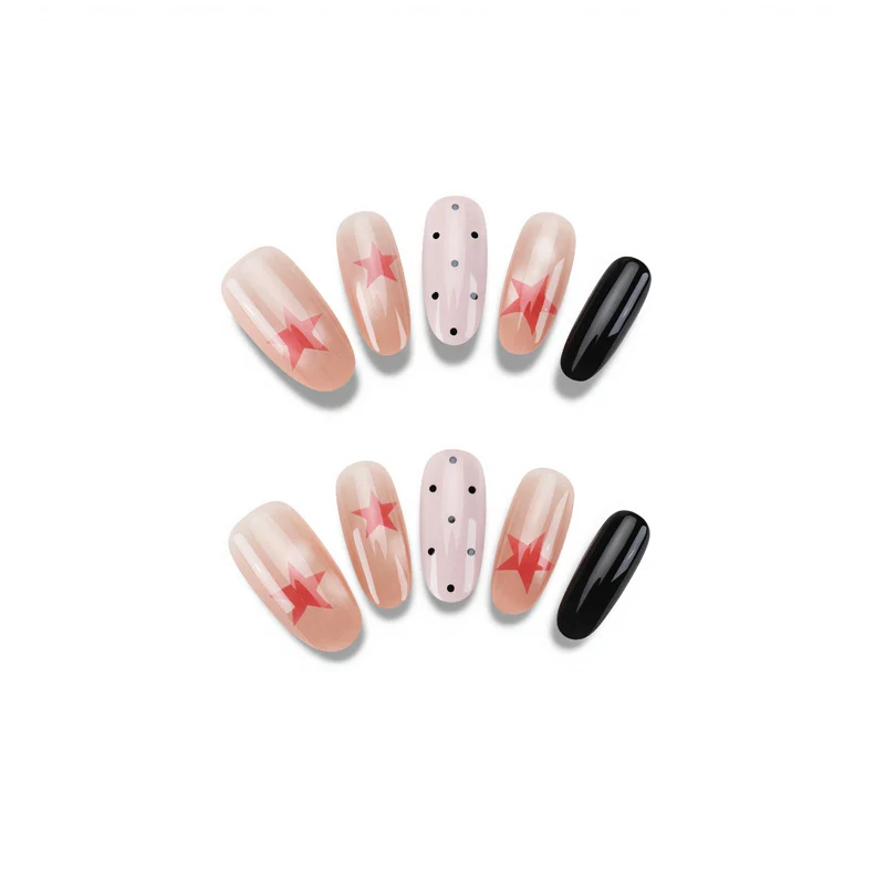 Künstlerisches Press-On-Nagel-Set mit mutigen Stern Designs Karnz