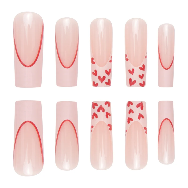 Romantisches Herzakzent Press-On Nagelset Karnz