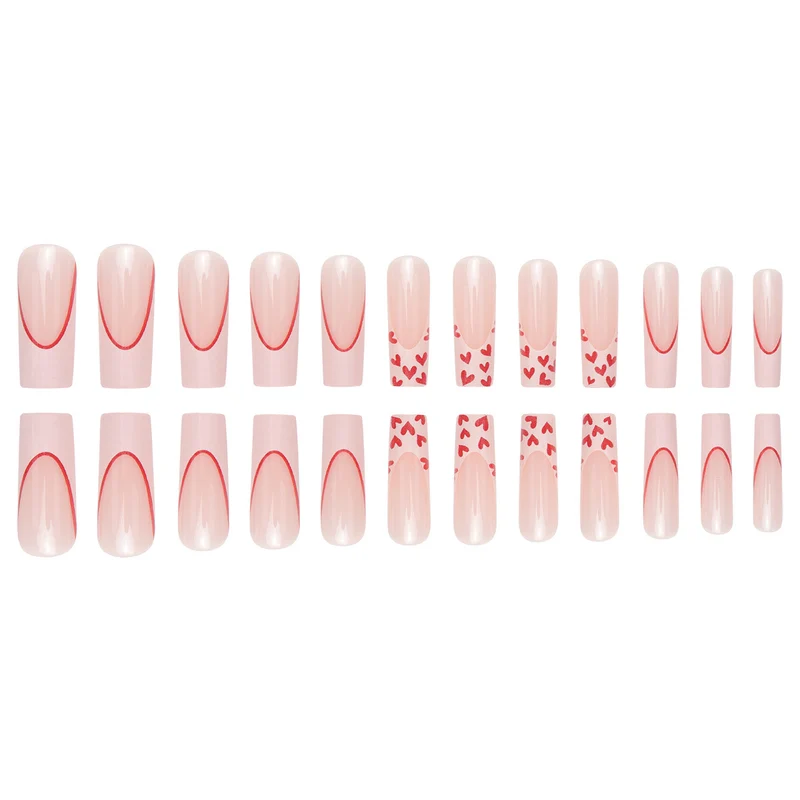 Romantisches Herzakzent Press-On Nagelset Karnz