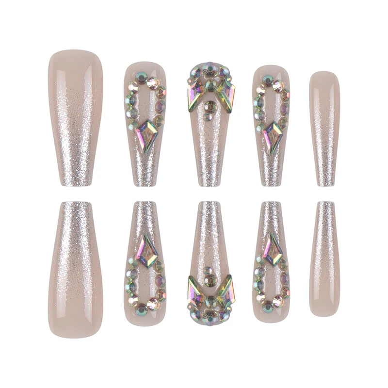 Rhinestone-verzierte Stiletto Press-On Nägel Karnz