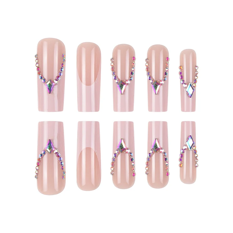 Rhinestone-verzierte lange Stiletto-Presse-Nägel Karnz