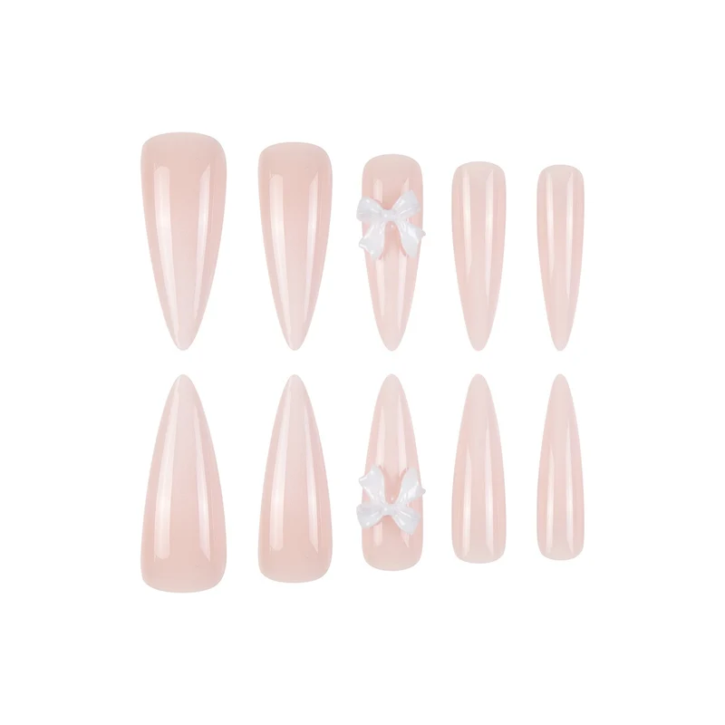 Premium Stiletto Press-On Nägel mit einzigartiger Schleifen Dekoration Karnz