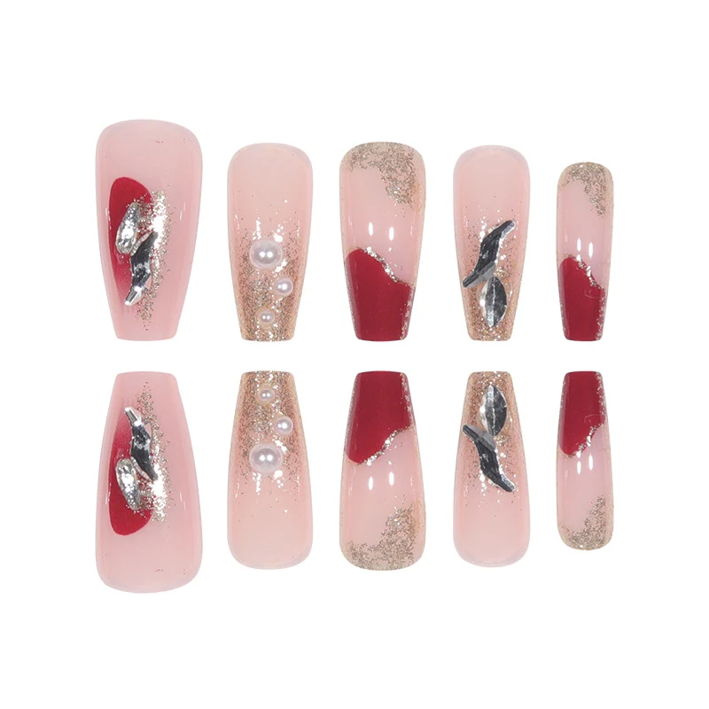 Premium Glitzernde Stiletto Press-On Nägel Karnz