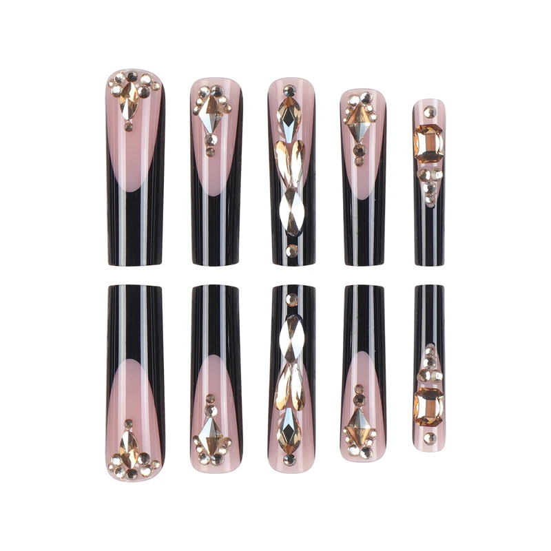 Luxus mit Rhinestones verzierten Stiletto Press-On Nägel Karnz