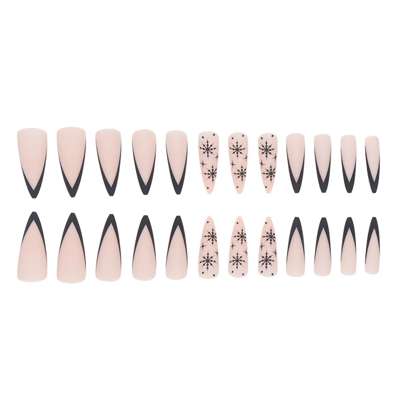 Lange Stiletto Press-On Nagelkunst mit Schneeflocken-Design Karnz
