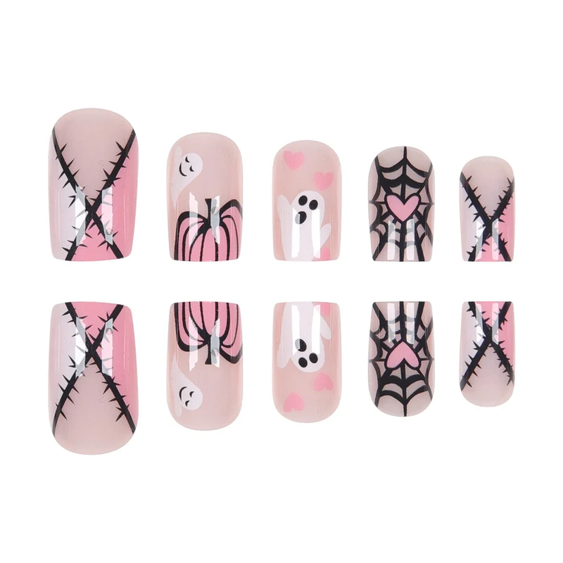 Haunted Ghost-Theme Press-On Nagelkunst Karnz