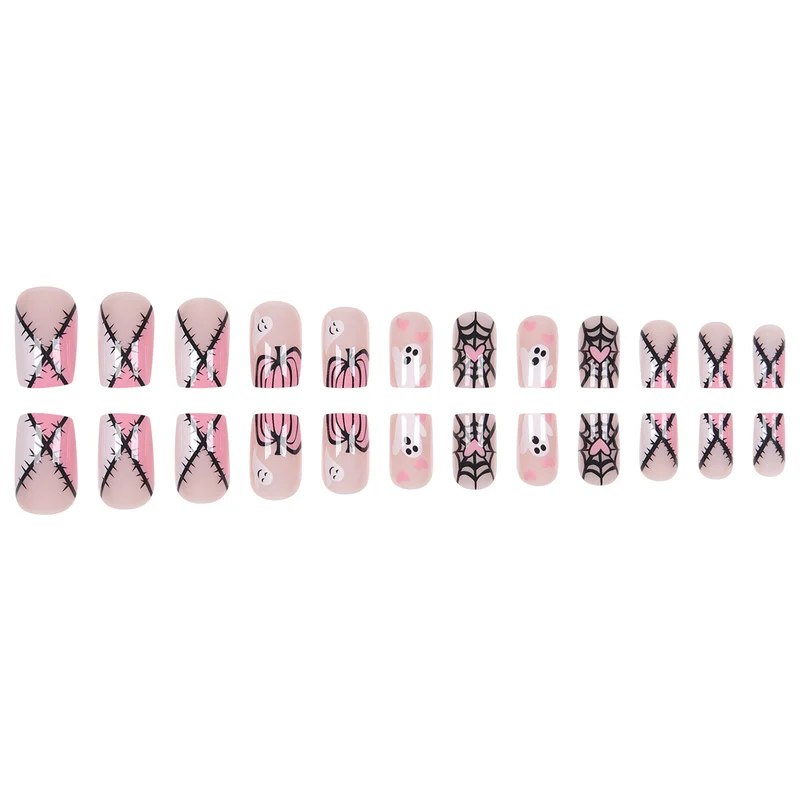 Haunted Ghost-Theme Press-On Nagelkunst Karnz