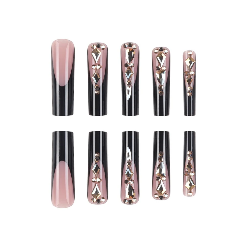 Glamouröse Stiletto Press-On Nägel mit Strass-Akzenten Karnz 1789085937