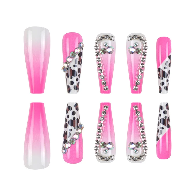 Glamorous Stiletto Press-On Nagelset mit Edelstein-Akzenten Karnz